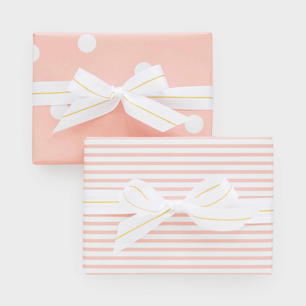 Photos - Other Souvenirs 2 Rose Pattern Gift Wrap Set Pink/White - Sugar Paper™ + Target