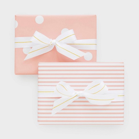 2sheets Rose Pattern Gift Wrap Set Pink/white - Sugar Paper™ +
