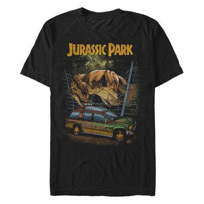 Men's Jurassic Park Car Attack  T-Shirt - Black - 2X Large