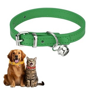 Unique Bargains Dog Collar with Bell Adjustable Buckle PU Leather Dog Collars - 1 of 4
