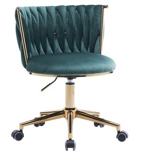 NicBex Adjustable Height Home Office Chair with Golden Metal Base and Wheels for Work Study Vanity,Bedroom - 1 of 4