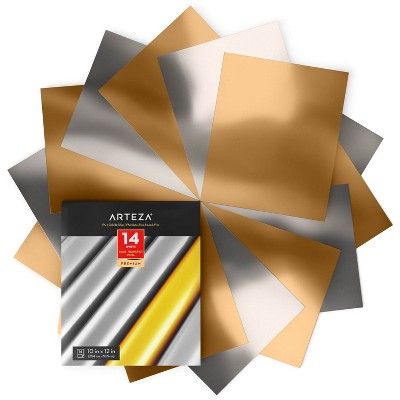 Arteza Heat Transfer Vinyl, Metallic Gold & Silver, 10"x12" Sheets - 14 Pack (ARTZ-9209)