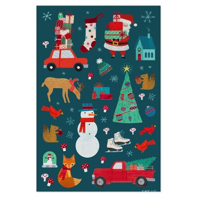 74ct 2 Sheets Christmas Stickers for Kids' Winter Icons