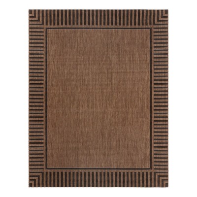 Havana Black Striped Synthetic Flatweave Indoor/Outdoor Rug 8' x 10'