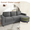 84.6"W L-Shaped Sectional Sofa with Curved Chaise Lounge, Chenille Fabric Couch with 2 USB Ports & Side Storage Pockets - ModernLuxe - 3 of 4