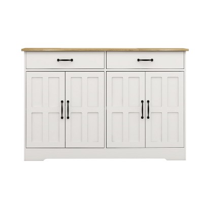 NicBex 47.95 Inch Sideboard Cabinet Farmhouse Kitchen Buffet Storage Cabinet with 2 Drawers & 4 Doors,White