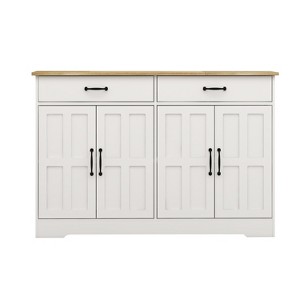 NicBex 47.95 Inch Sideboard Cabinet Farmhouse Kitchen Buffet Storage Cabinet with 2 Drawers & 4 Doors,White - 1 of 4