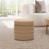 WestinTrends Alexandria Mid-Century Modern Faux Shearling Shearling Round Storage Ottoman - 2 of 4