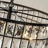 ALOADECOR 20'' Modern Crystal Chandelier Matte Black Finish 6-Light Round Drum Pendant Light Fixture for Dining Room Kitchen - 2 of 4