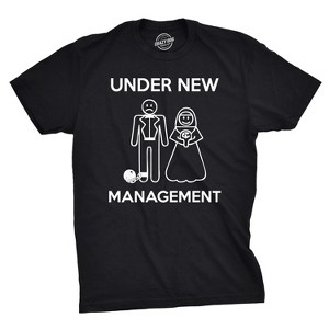 Mens Under New Management Funny Wedding Bachelor Party Novelty Tee For Guys - Crazy Dog Men's T Shirt - 1 of 4