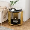 Dolonm Stainless Steel Round Glass End Table，Side Table - 3 of 4