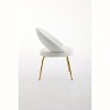 Gulches White Teddy Fabric Dining Chair - Ergonomic Curved Backrest, Golden Metal Legs, 250 LBS Capacity for Kitchen/Dining Room (Set of 1) - 3 of 4