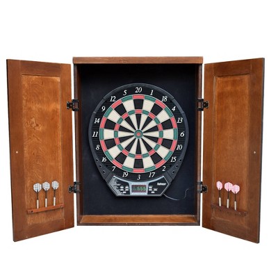 Hathaway Brookline Electronic Dartboard Cabinet Set - Walnut