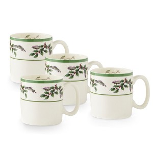 Spode Christmas Tree Collection Holly Mugs, Set of 4 - 9 Oz. Fine Earthenware Cups with Festive Holly Accents - Dishwasher, Microwave & Freezer Safe - 1 of 2