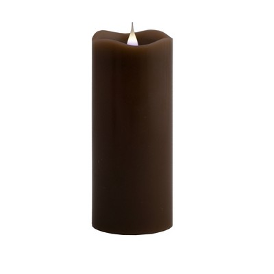 Pacific Accents 3x7 Chocolate Melted Top 3D Virtual Flame Candle - Brown