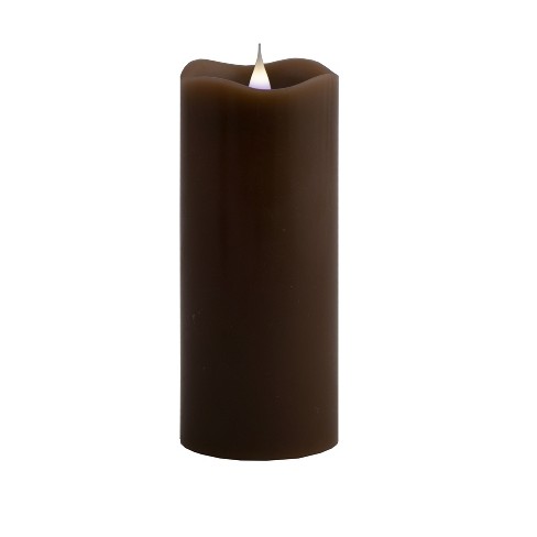 Solare 3x7 Chocolate Melted Top 3D Virtual Flame Candle - Brown - image 1 of 1