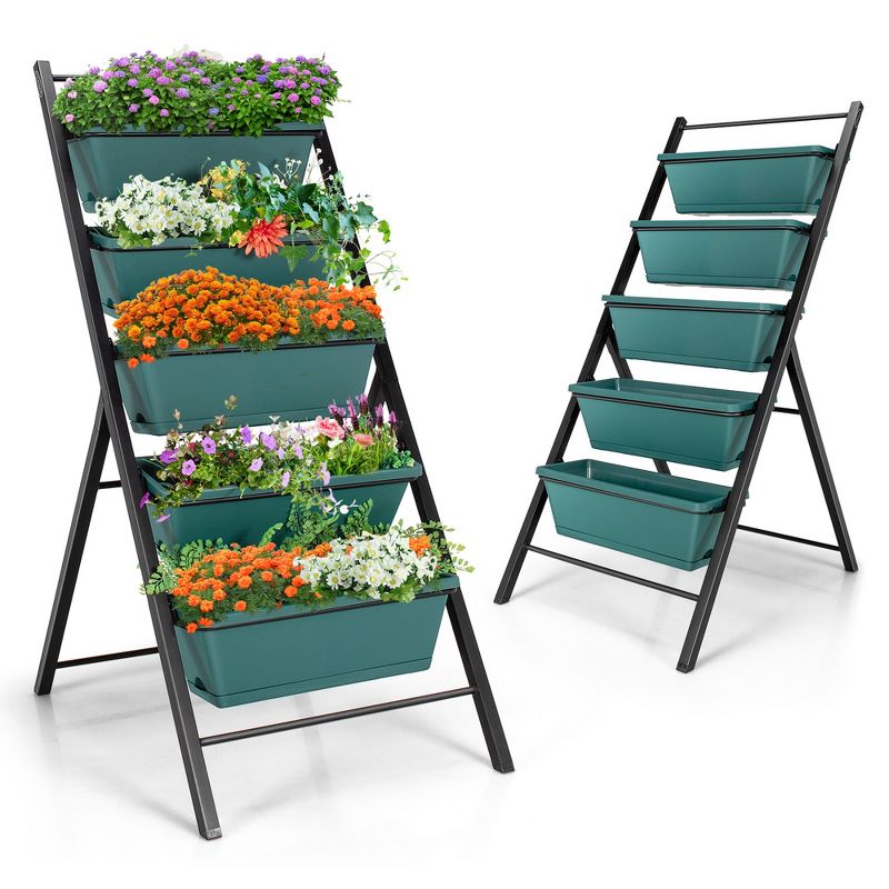 Costway 2PCS 5-Tier Vertical Raised Garden Bed Elevated Planter 5 Container Box, 1 of 11