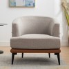 Lyngins Two-Tone Linen & PU Leather Barrel Chair, Upholstered Accent Chair with Metal Legs & Wrapped Cushions, Modern Sofa Chair/Armchair - 2 of 4
