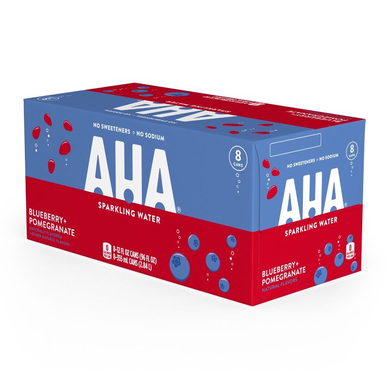 AHA Blueberry + Pomegranate Sparkling Water - 8pk/12 fl oz Cans, 4 of 10