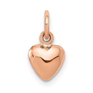 Black Bow Jewelry 14k Rose Gold Puffed Heart Charm or Pendant, 7mm (1/4 inch) - 1 of 4