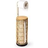 VYNXARIA Freestanding Toilet Paper Holder with Storage,Handmade Woven Toilet Paper Roll Holder Stand,Rattan Sturdy Bathroom Decor Farmhouse,Brown - 3 of 4