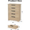 5 Drawer Dresser for Bedroom, Chest of Drawers with Embedded Handles, Wooden Dresser Organizer for Living Room, Nursery, Hallway and Entryway - 2 of 4
