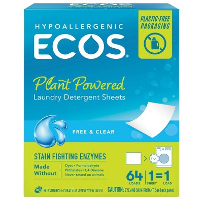 Free & Clear Laundry Detergent Sheets - 64 Loads - Everspring