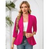 Womens 3/4 Sleeve Open Front Peplum Blazer Causal Business Notched Lapel Jacket Lightweight Slim Fit Suits Office Formal Blazer Jacket - Rose,S - 3 of 4