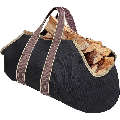 attop Large Canvas Firewood Holder Woodpile Rack Fire Wood Carriers