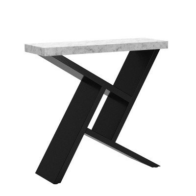 Modern Black and Gray Stone Console Table with Storage