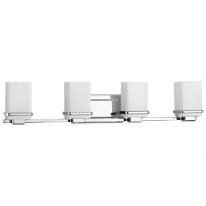 Progress Lighting Metric 4-Light Bath & Vanity, Steel, Polished Chrome, Etched Opal Glass Shade - 1 of 4