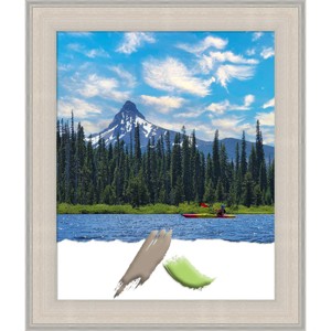 18"x22" Opening Size Cottage Wood Picture Frame Art White/Silver - Amanti Art: Modern Style, Acrylic Glazing, Wall Mount - 1 of 4