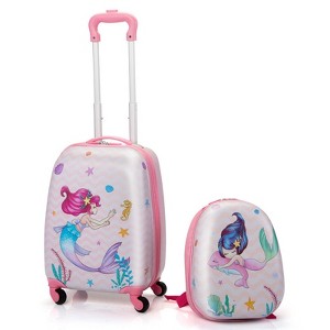 Sandinrayli Kid Luggage w/Wheels for Girls, Toddler Rolling 16in Suitcase w/12in Backpack, Girl Travel Carry-on(Mermaid) - 1 of 1