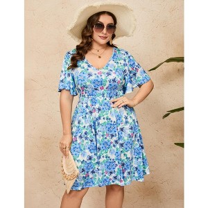 Plus size casual midi linen dress 4975