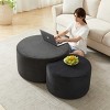 Nesting Upholstered Round Coffee Table Set of 2,Corduroy Foam Ottoman Side Tables,No Assembly Needed for Modern Living Room-Baofuwish - 2 of 4