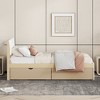 Twin Size Bed Frame, With White High Gloss Headboard Footboard, 2 Drawers, Easy Assembly, Platform Bed Frames, White + Light Oak - 4 of 4