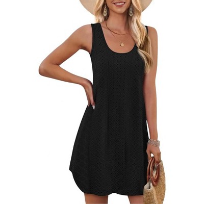 AI'MAGE Womens Swimsuit Coverup Hollow Out Bathing Suit Cover Up Sleeveless Bikini Beach Cover Up Tank Dress S-3X