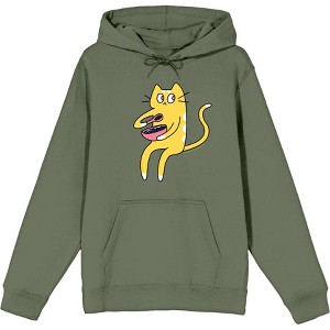 Derpy Kitty Cat With Pink Bowl Adult Long Sleeve Hoodie - 1 of 2