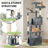 Modern Multicoloured Soft Plush Cat Tree Pet Tower with Comzy Top Perch, Fluffy Condo, Long Sisal Rope and Bottom Condo - 2 of 4