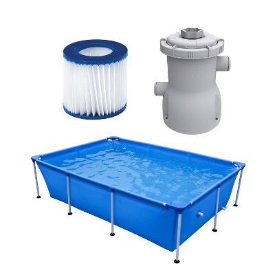 JLeisure 8.5 x 6 Ft Above Ground Steel Frame Swimming Pool Bundle w/ 300 GPH Pool Filter Cartridge Pump & Filter Cartridge Replacement Part