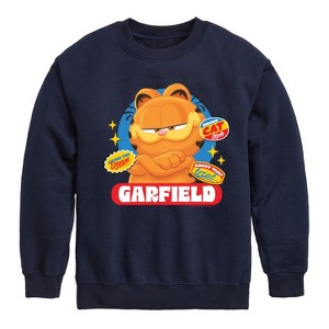 Boys' - Garfield - Garfield Stickers Graphic Long Sleeve Fleece Sweatshirt - 1 of 4