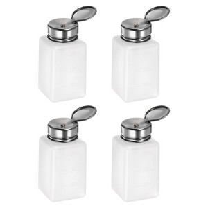 Unique Bargains Makeup Remover Nail Polish Push Down Alcohol Dispenser Bottles 4 Pcs 180ML(6oz) White - 1 of 4