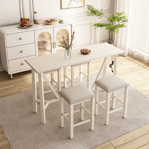 Modern 5-Piece Dining Table Set With 4 Upholstered Stools, Power Outlets, Dining Table Set For Family Or Friends - 1 of 4