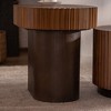 YUHAO Handcraft Round Nesting Coffee Table Set of 2, Chic Wave Stripe Edge, Modern Stylish Wooden Circle Fluted Center Table for Living Room - 4 of 4