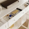Famapy Elegant White Glass Door TV Stand with Interior Door Shelves Living Room Media Console 3-Drawer  TV Console Entertainment Storage Cabinet - 4 of 4