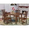 HomeStock 5-Piece Rectangle Mahogany Finish Solid Wood Top Dining Table with 4 Chairs - 2 of 4