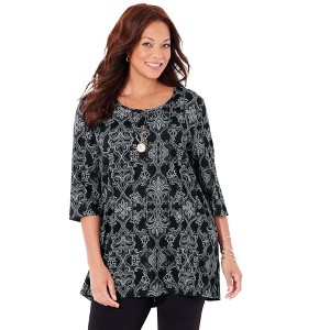 Catherines Women's Plus Size Petite Easy Fit 3/4-Sleeve Scoopneck Tee - 1 of 4