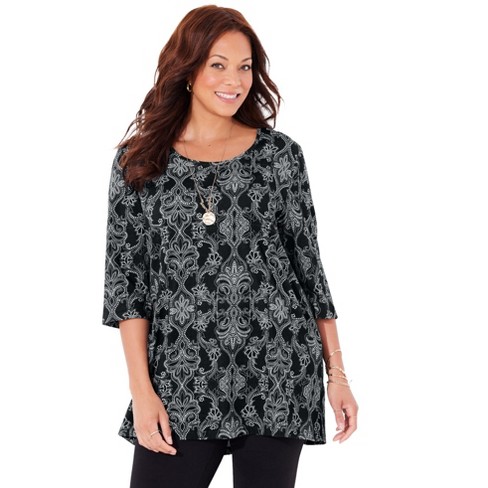 Catherines Women's Plus Size Easy Fit 3/4-sleeve Scoopneck Tee - 3x ...