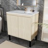 KWPZQEB Fluted Bathroom Vanity Cabinet with Sink, Freestanding Vanity With Doors, Mid-Century Floor-Standing Cabinet, Storage Cupboard for Bathroom - 3 of 4
