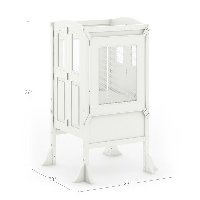 Creamy White Foldable Wooden Toddler Learning Step Stool